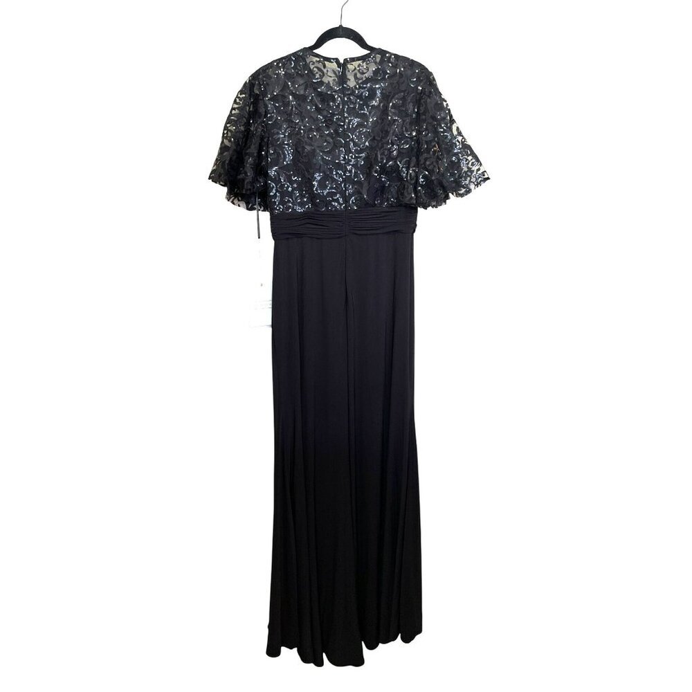 Mac Duggal Sequins Jersey Flutter Sleeve Formal Gown Maxi Dress Sz 10 NWT - Picture 8 of 8